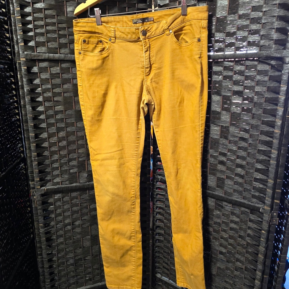 Prana Kara Jeans Womens 12 Mustard Yellow Stretch Cotton Slim Leg Pants